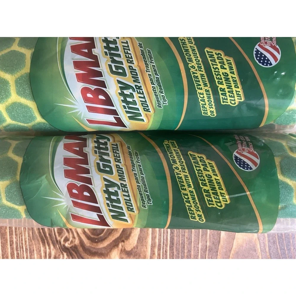 Libman Nitty Gritty Roller Mop Refills Head Replacement Green Yellow 4 Pack New